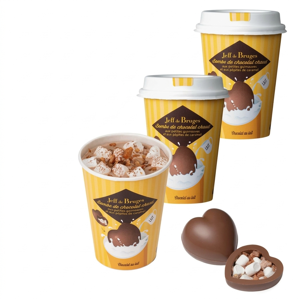 3 bombas corazón de chocolate con leche y caramelo