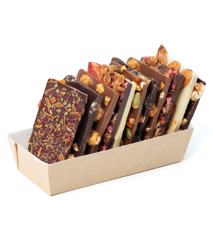Barqueta de cortezas de chocolates surtidos