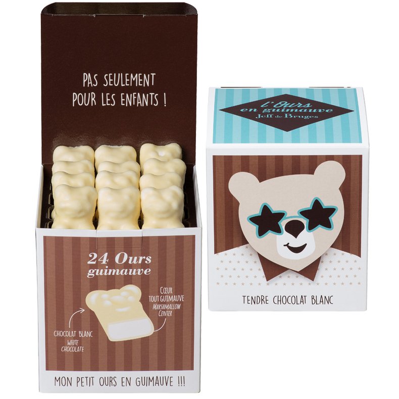 Caja cubo 24 osos blancos de malvavisco