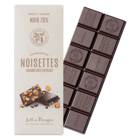 Tableta Nº7 chocolate negro 70% de cacao y avellanas caramelizadas