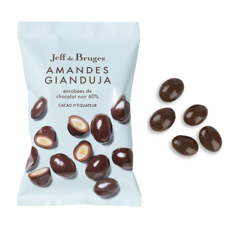 Bolsa almendras chocolate negro 60% y gianduja - 50 g