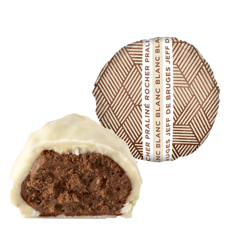 Rocher de chocolate blanco al praliné de avellanas