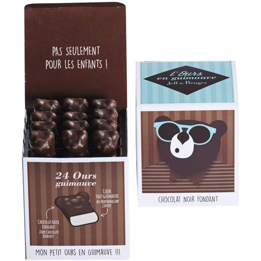 Caja cubo 24 osos de malvavisco chocolate negro