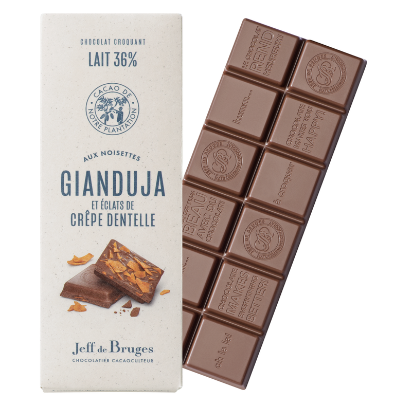 Tableta N°6 Chocolate con Leche 36% Gianduja y Barquillo