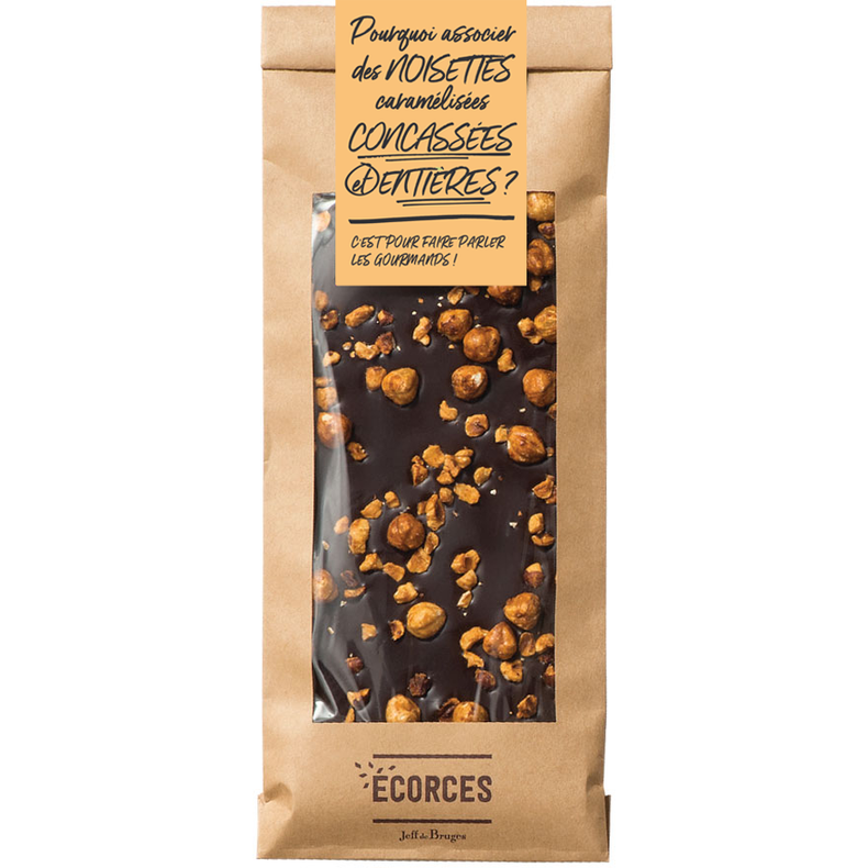 Corteza de chocolate negro 70% y avellanas caramelizadas